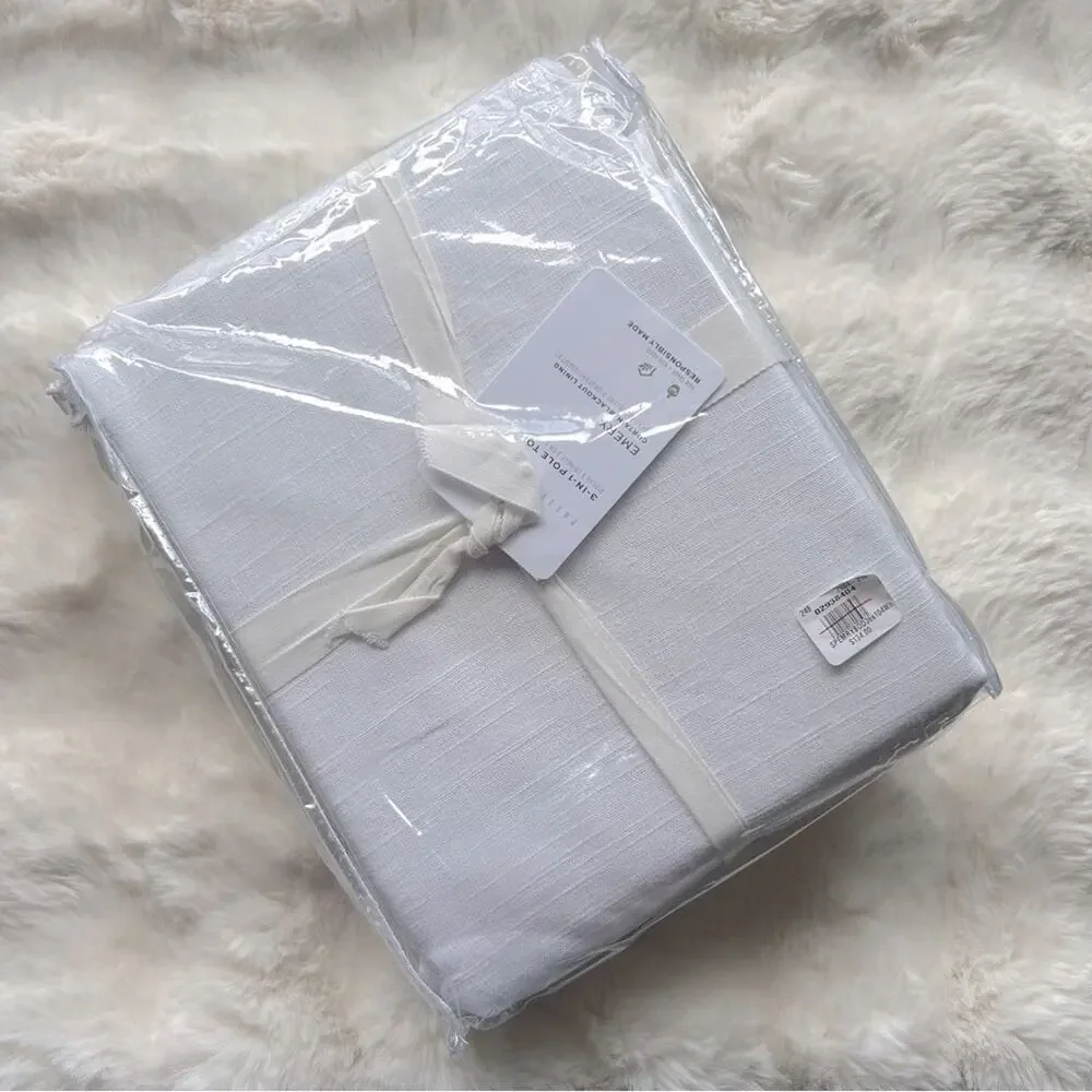Pottery Barn Emery Linen Cotton Blend Blackout Curtain White 36